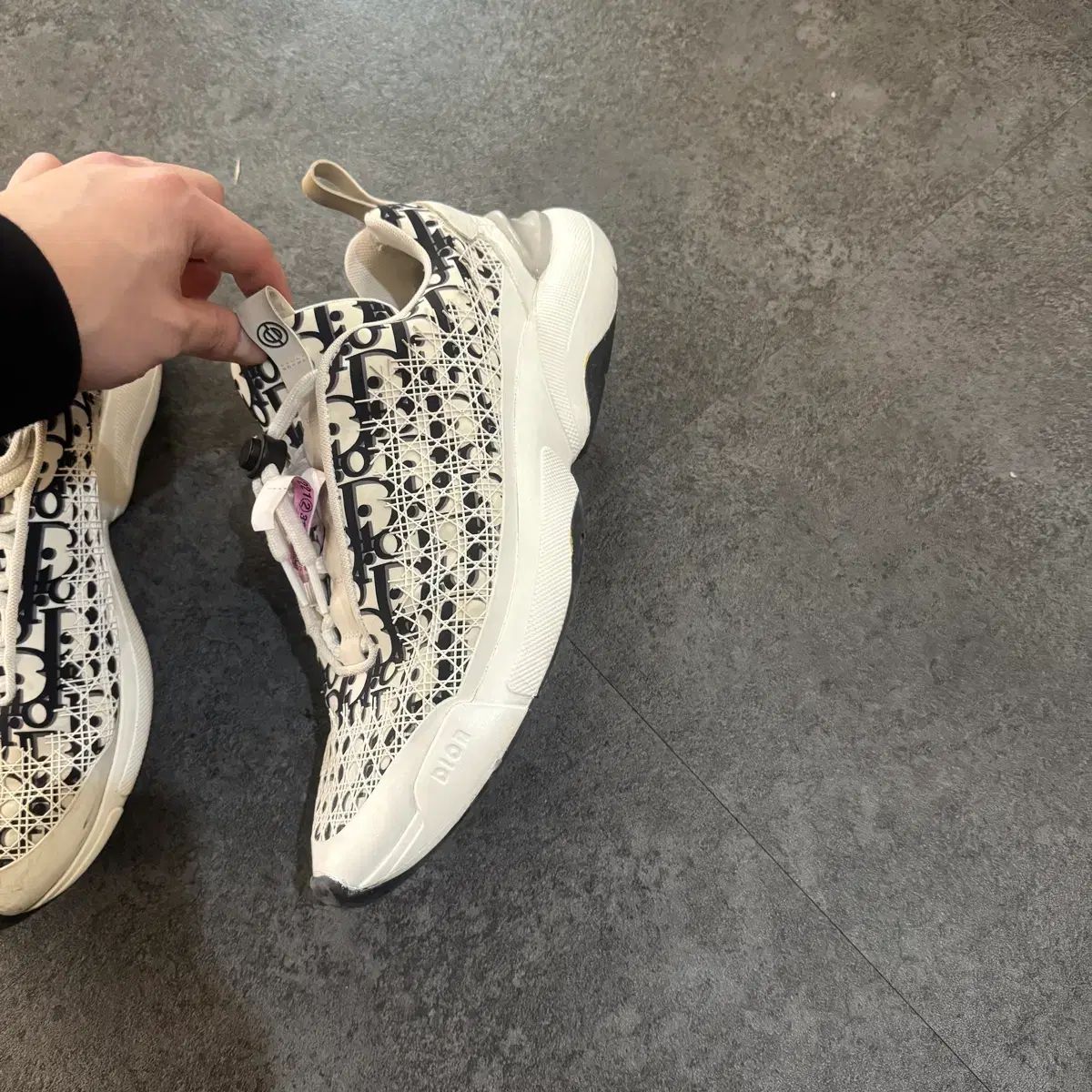 44サイズ ディオール B24 オブリーク カナージュ モチーフ 白