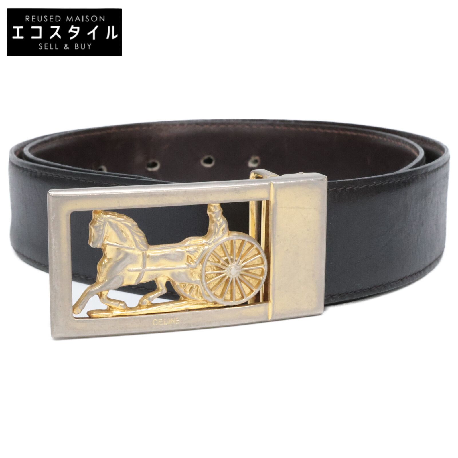 CELINE セリーヌ 11598 馬車バックル リバーシブル レザー - メルカリ