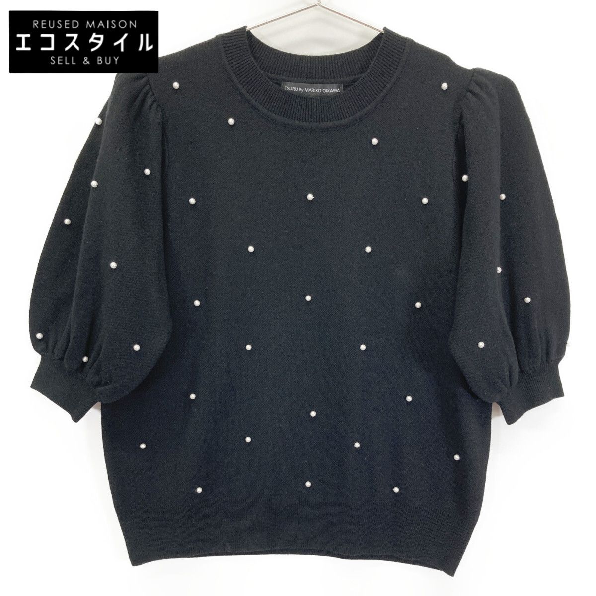 TSURU BY MARIKO OIKAWA ツルバイマリコオイカワ ﾌﾞﾗｯｸ KN 2242240 ﾊﾟｰﾙﾆｯﾄ ﾊﾟﾌｽﾘｰﾌﾞ F