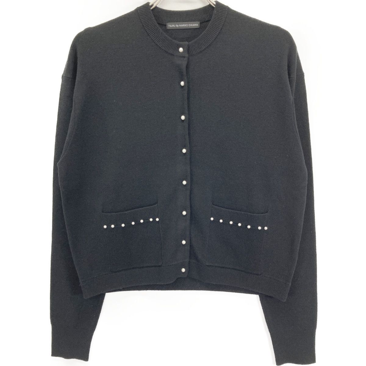 TSURU BY MARIKO OIKAWA ツルバイマリコオイカワ ﾌﾞﾗｯｸ KN-2242150 ﾊﾟｰﾙﾆｯﾄｶｰﾃﾞｨｶﾞﾝ F