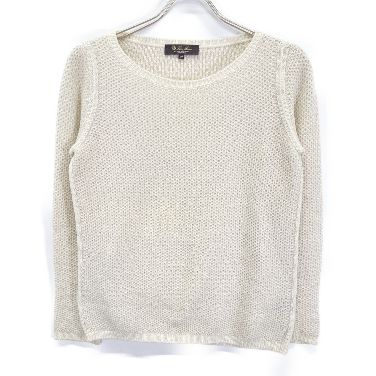 Loro Piana ロロピアーナ MAC 3540 ﾍﾞﾋﾞｰｶｼﾐﾔ100 ｸﾙｰﾈｯｸ ﾆｯﾄ 40