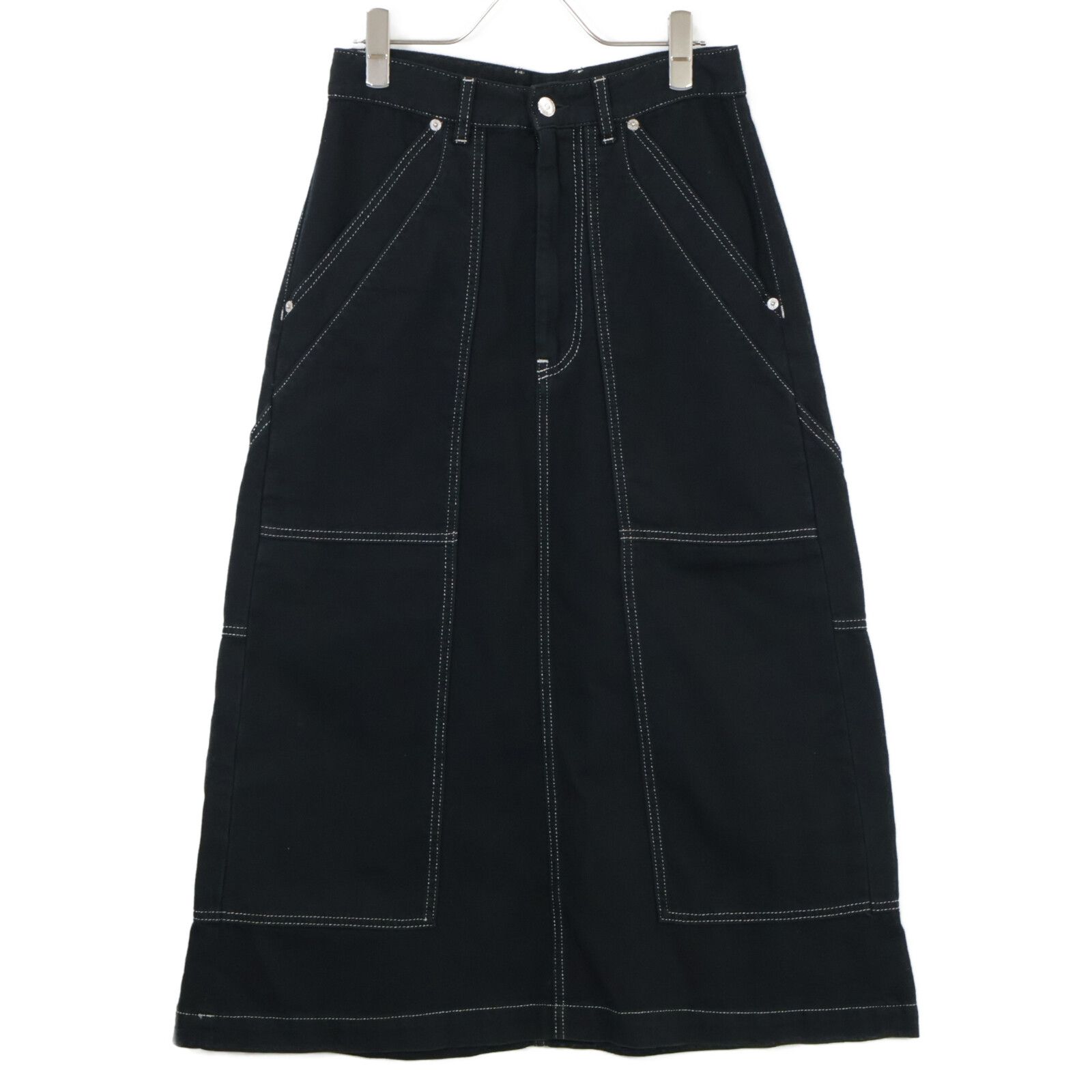 MM 6 エムエムシックス ﾌﾞﾗｯｸ ｽﾃｯﾁﾃﾞﾆﾑｽｶｰﾄ 36