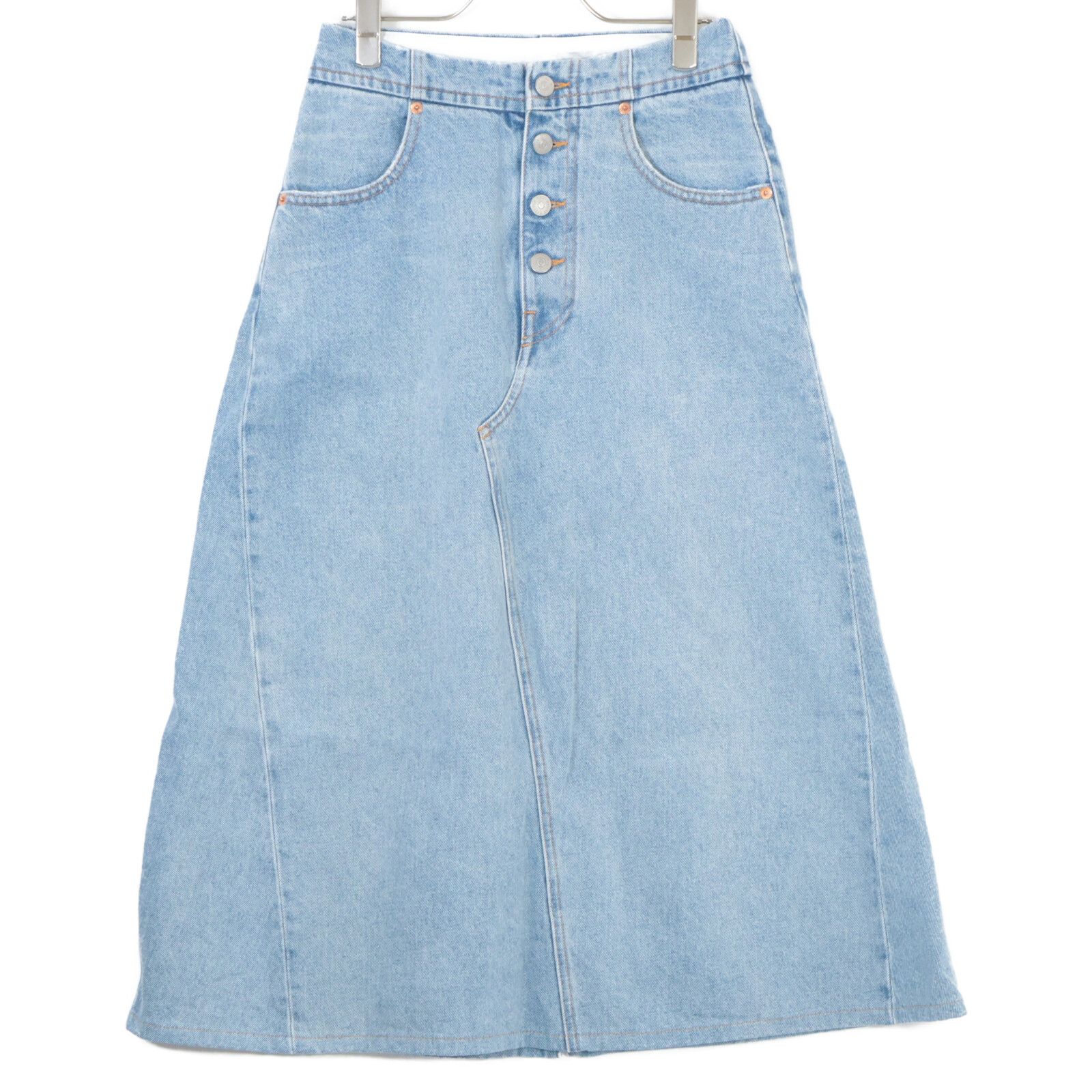 MM 6 エムエムシックス 23 AW ﾗｲﾄﾌﾞﾙｰ ﾎﾞﾀﾝﾌﾗｲﾃﾞﾆﾑﾏｷｼｽｶｰﾄ 38