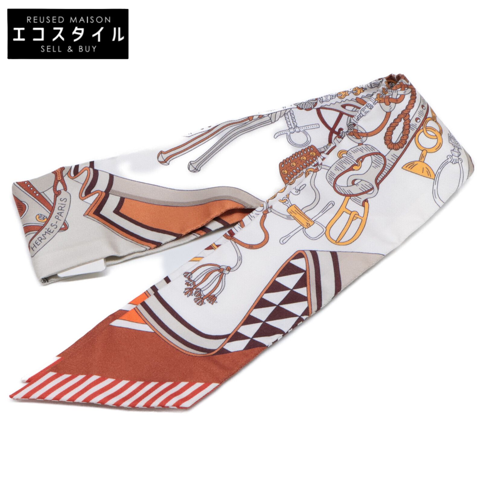 HERMES エルメス 25 SS 062842 S 07 Bouquets Sellier 鞍職人の花束 シルク ツイリー