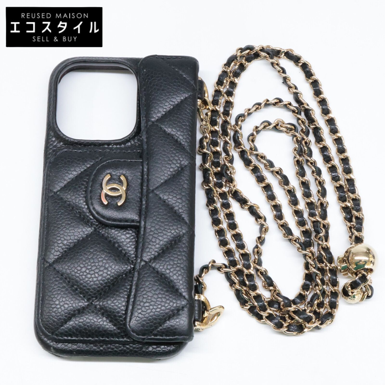 CHANEL シャネル チェーンショルダー付 キャビアスキン マトラッセ