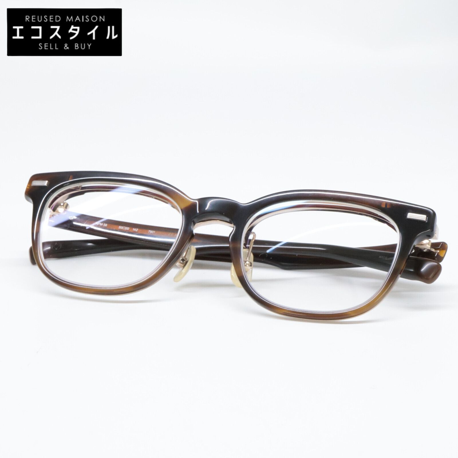 999.9 フォーナインズ NPM-56 7901 度入りレンズ 跳ね上げ式 ウェリントンシェイプ メガネフレーム 50 20 142