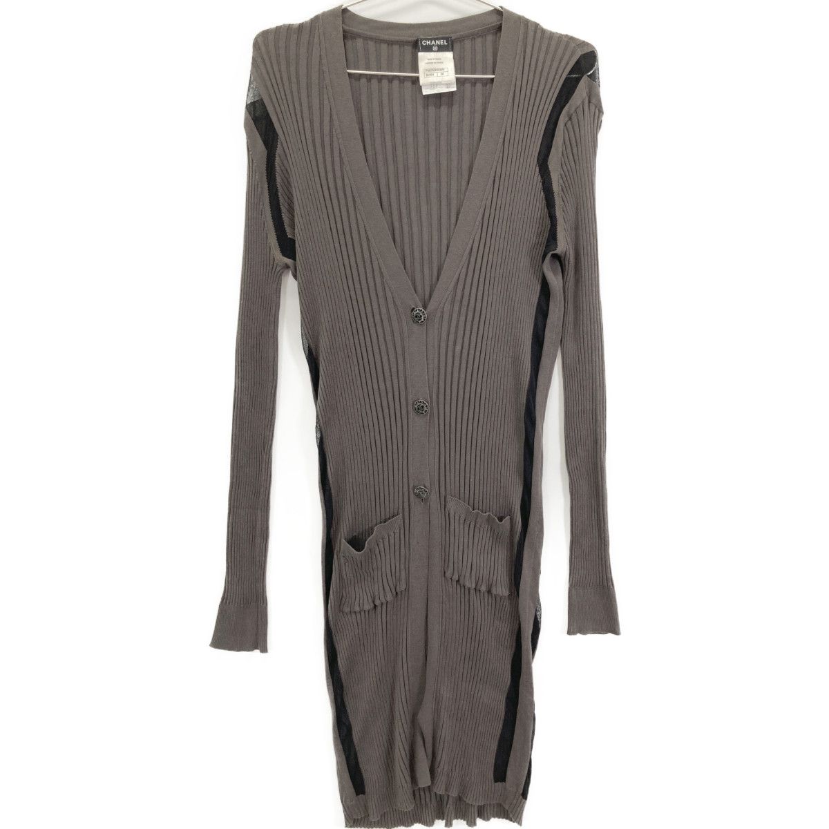 CHANEL シャネル ﾌﾞﾗｳﾝ ｼﾙｸｺｯﾄﾝ ｶｼﾐﾔ混 ｶｰﾃﾞｨｶﾞﾝ 38