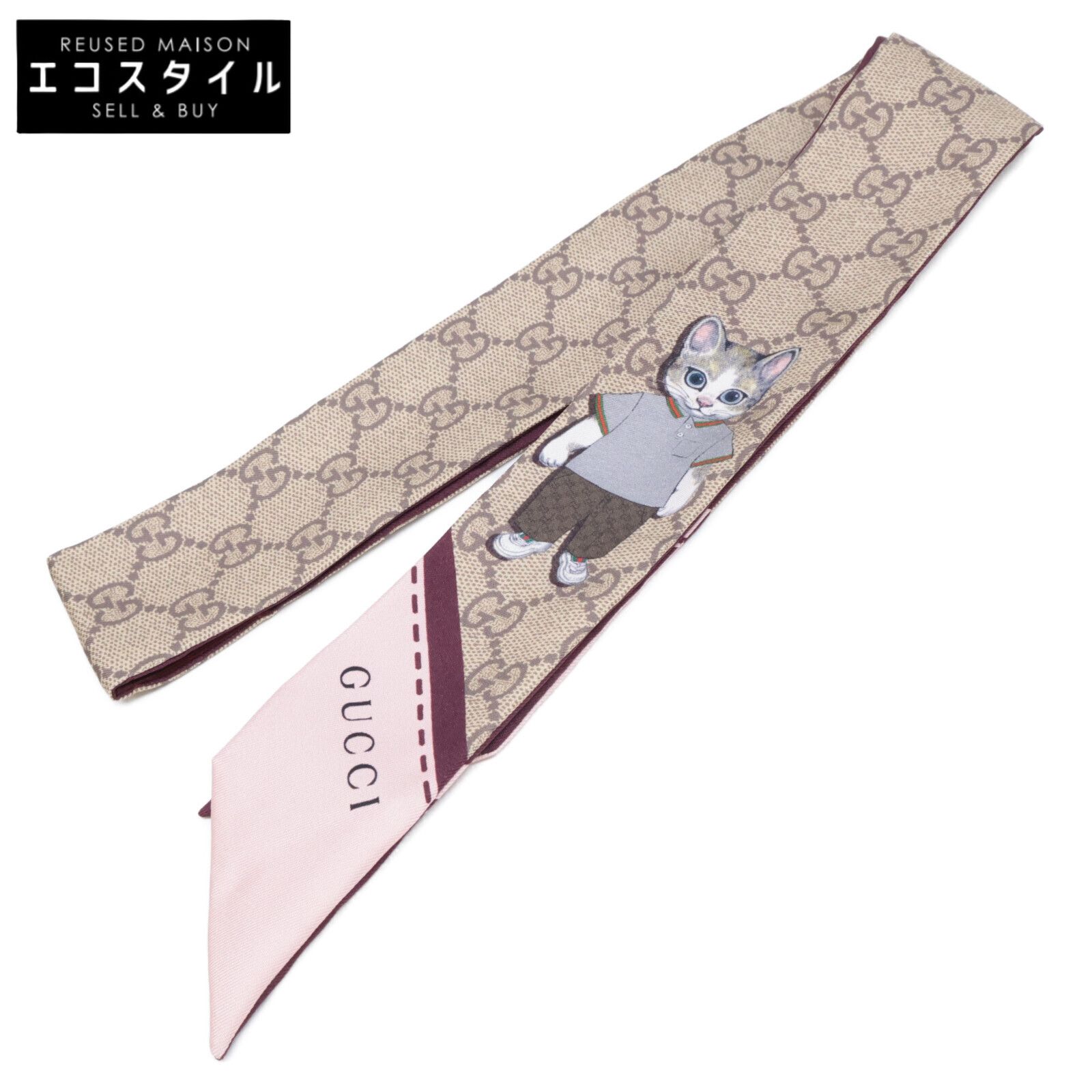 GUCCI グッチ 正規 848291 3 G 001 6172 日本 ヒグチユウコ シルク ネックボウ 5 2 X 120 cm
