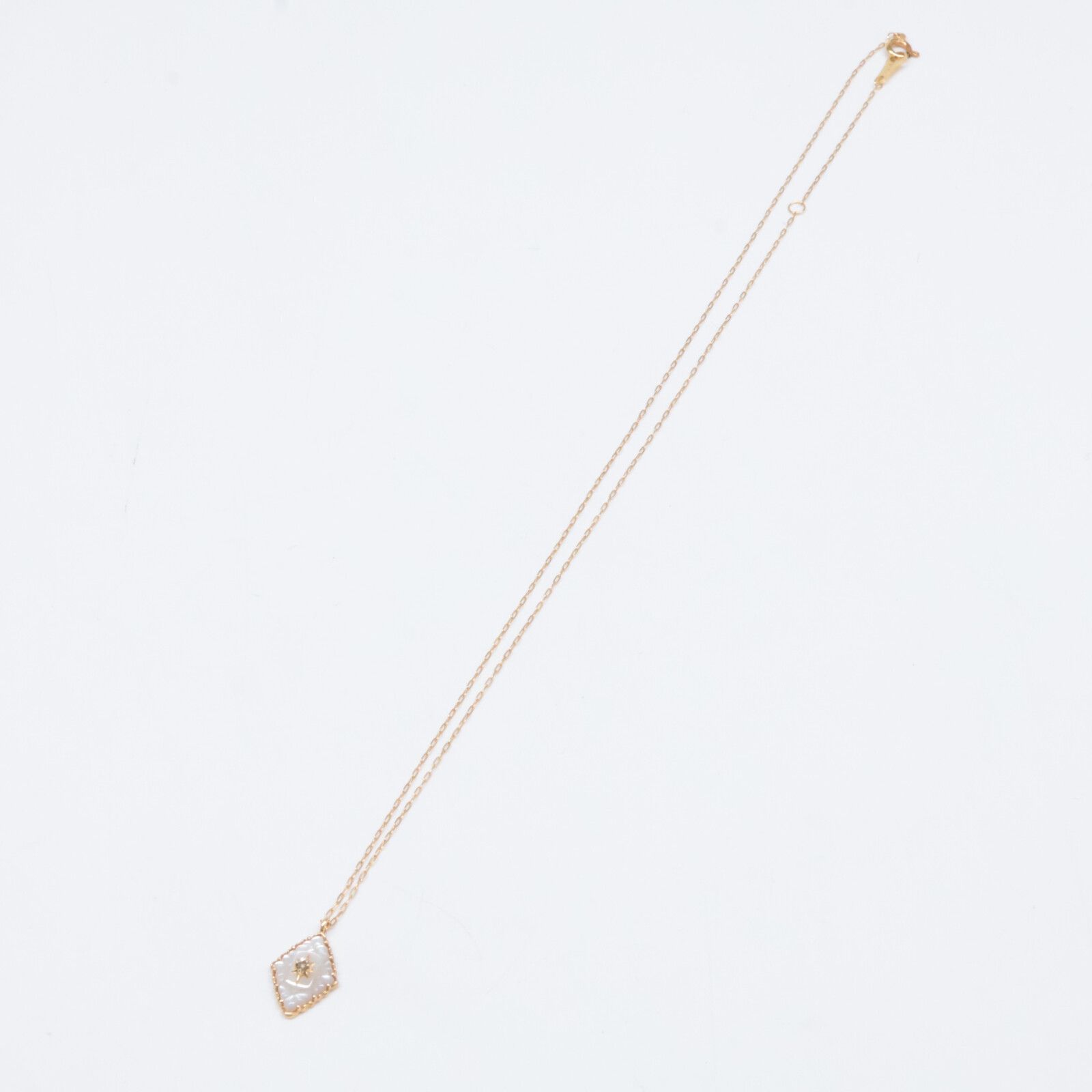  agete アガット K 18 14 0.02刻印 ダイヤモンド シェル ひし形 ネックレス ピアス ネックレス アクセサリー