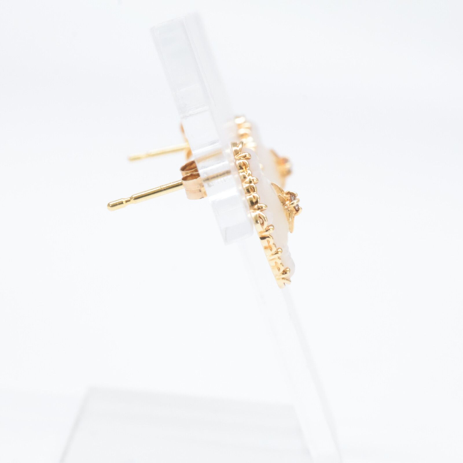 agete アガット 【美品】K18 K14 0.02刻印 ダイヤモンド/シェル ひし形