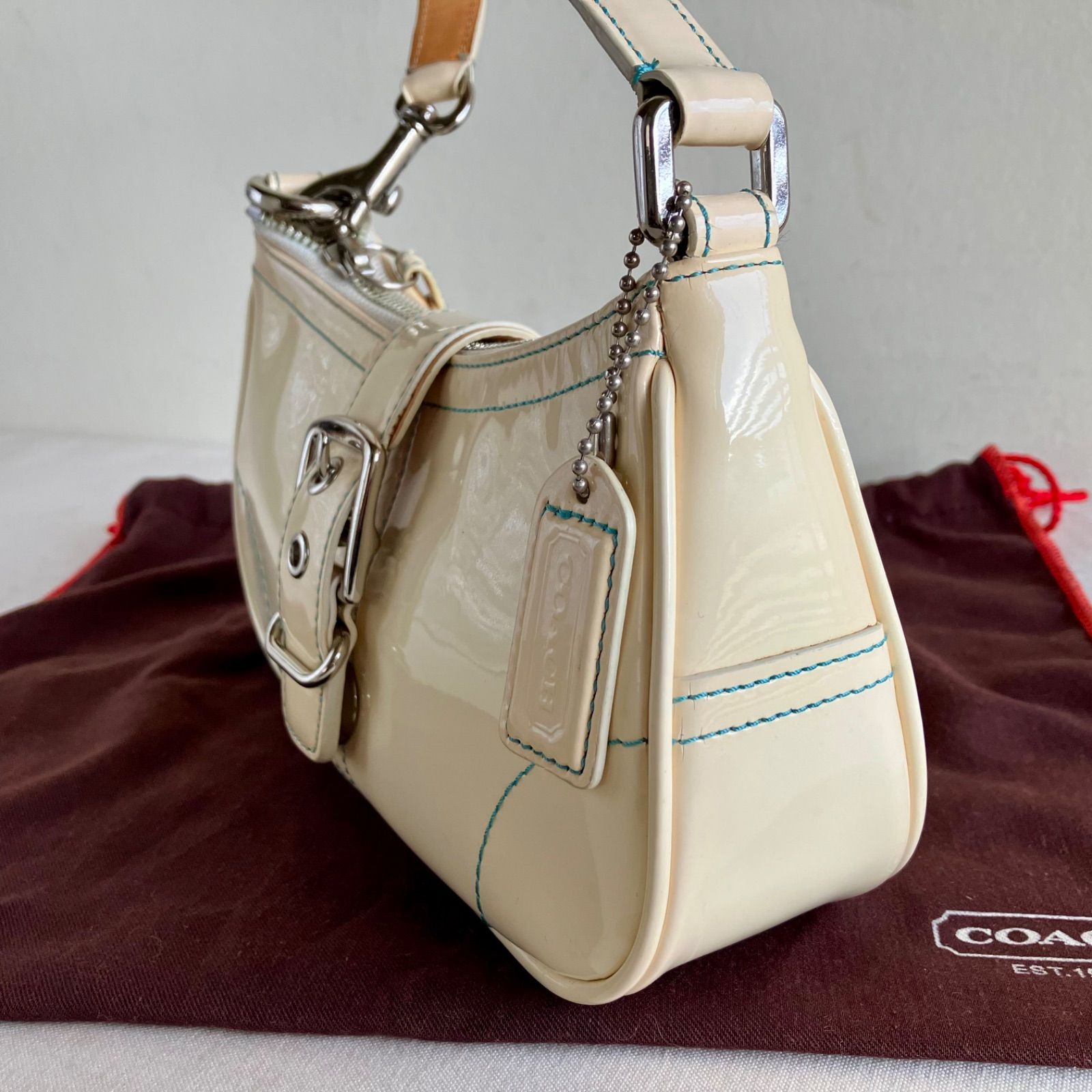 Rare Coach Vintage Patent Leather Hamptons Buckle Demi Small