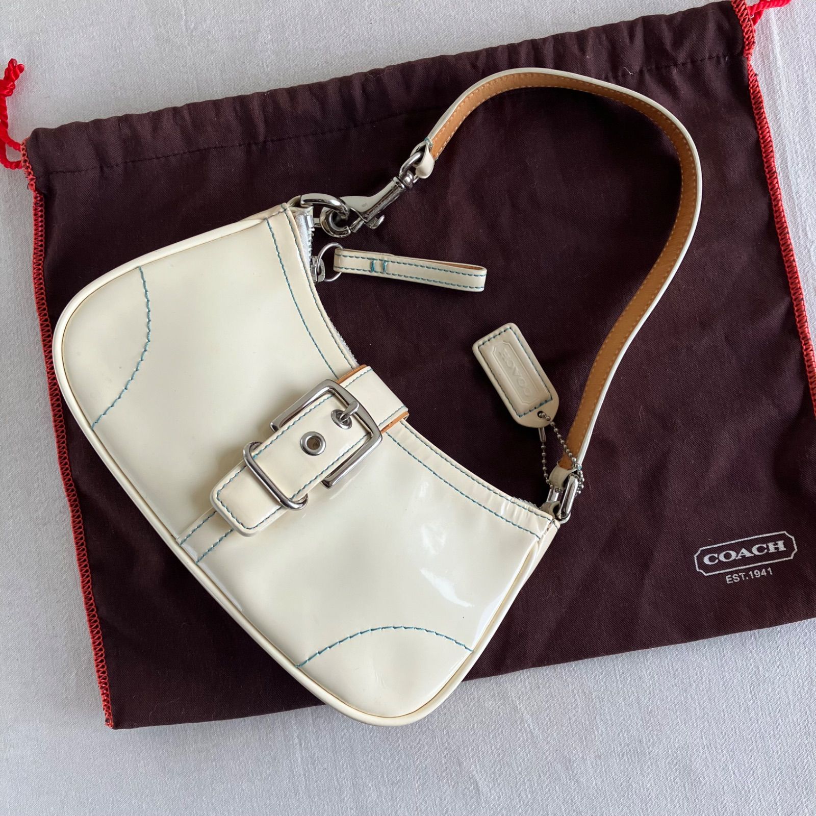 Rare Coach Vintage Patent Leather Hamptons Buckle Demi Small 