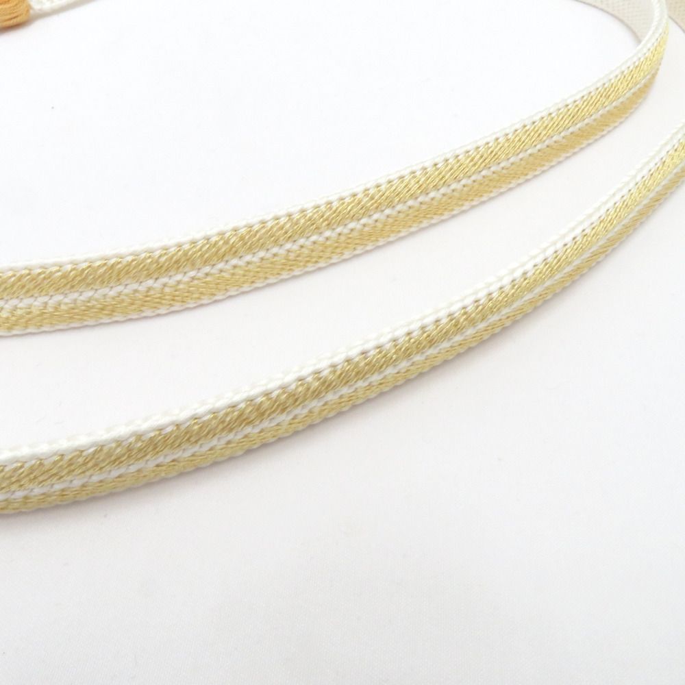 帯締め 平組 絹 イエロー ホワイト 京都 翠嵐工房 撚り房 帯〆 正絹 Mサイズ フォーマル 和装小物 レディース 長さ163 5 cm