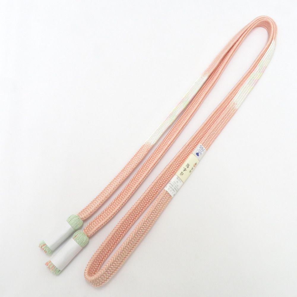 帯締め 平組 絹 コーラルピンク×白 ペパーミントグリーン 京都 翠嵐工房 撚り房 帯〆 正絹 フォーマル 和装小物