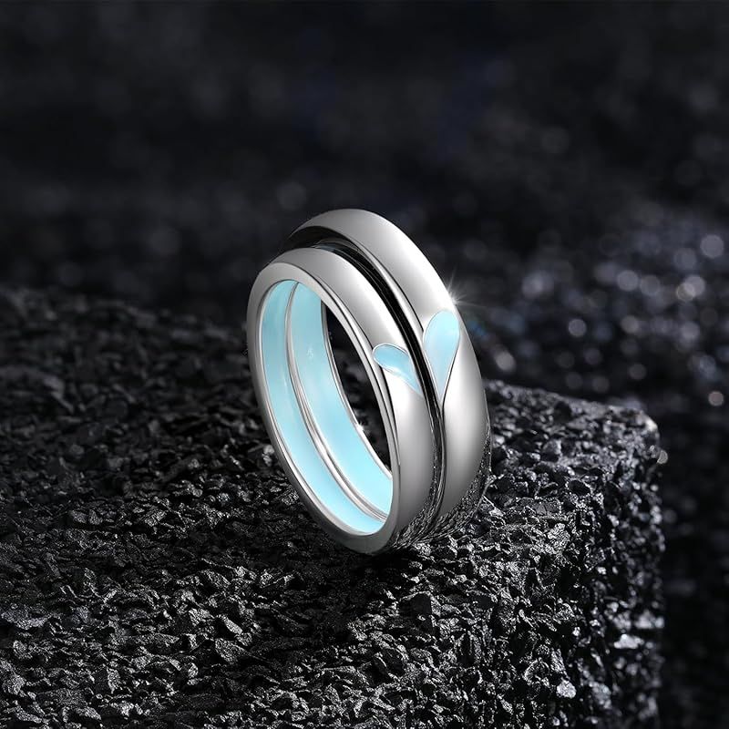 FANCIME 純銀 リング レディース 指輪 夜光 幅2.7 mm 13号 天の川 銀河 ハート 蓄光 暗闇で光る ペアリング シルバー S 925 カップル 彼氏 記念日 おそろい プレゼント ギフトラッピング付き