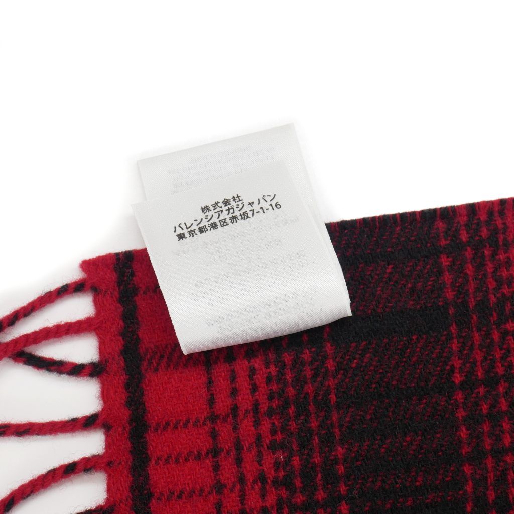 バレンシアガ BALENCIAGA ロゴ ジャガード フリンジ マフラー チェック