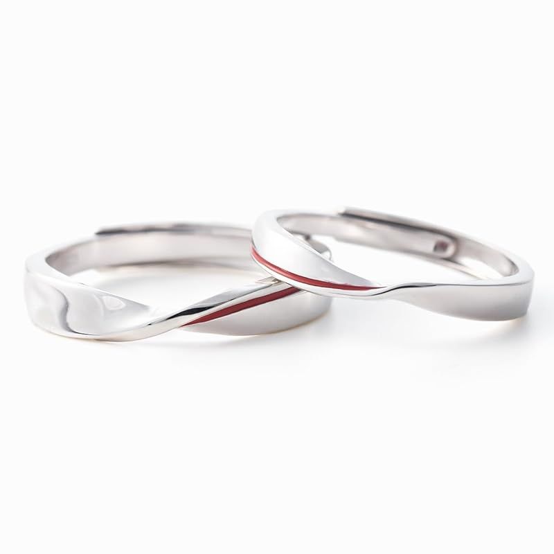 Nicoiro ペアリング 運命の赤い糸 フリーサイズ カップル お揃い 指輪 シルバー S 925 製