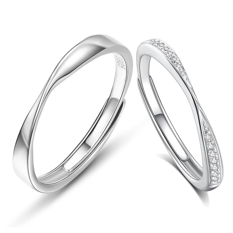 FANCIME ペアリング レディース メンズ 途切れない愛 メビウス 指輪 セット リング ジルコニア シルバー S 925 カップル 婚約 結婚 純銀製 記念日 おそろい プレゼント ギフトラッピング付き