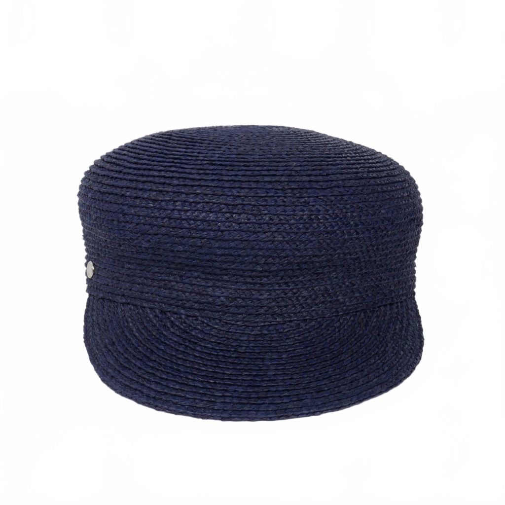 エルメス HERMES キャスケット ガラテ セリエボタン ラフィア 58 青