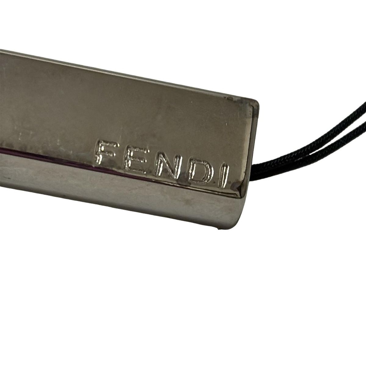  FENDI フェンディ 携帯ストラップ - ダークブラウン×シルバー×黒 ファー その他 小物