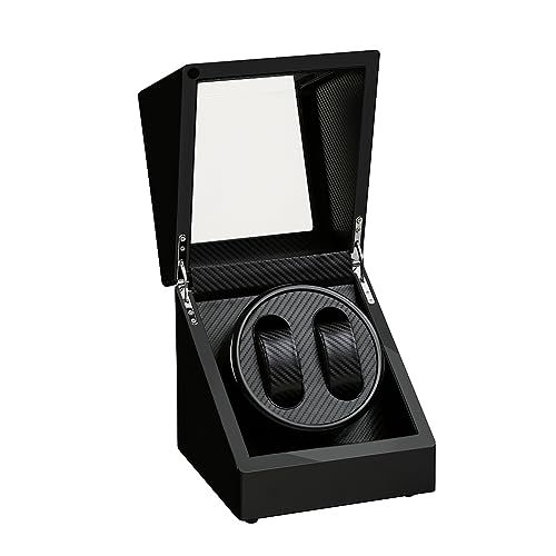 ワインディングマシーン 2本巻き ウォッチワインダー 自動巻きワインディングマシーン マブチモーター 設計 新型の腕時計自動巻き上げ機 木製 男女の腕時計は全部使えます アップグレード 黒い ピアノ鏡面仕上 113 BT