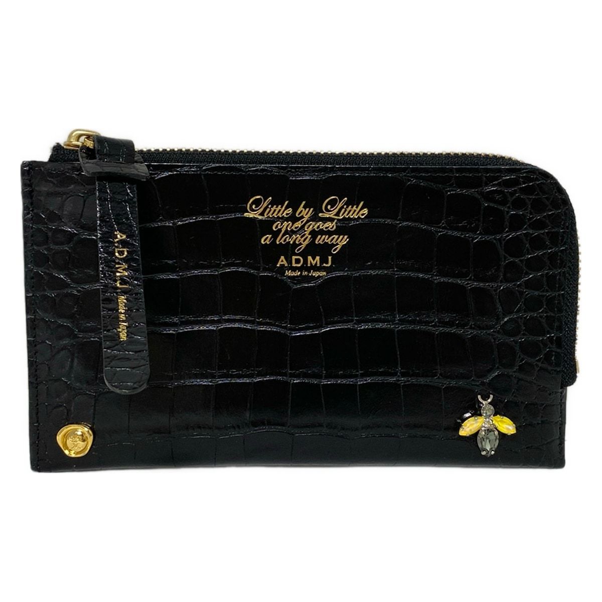 アクセソワ・ドゥ・マドモワゼル 札入れ - 黒 型押し加工/L字