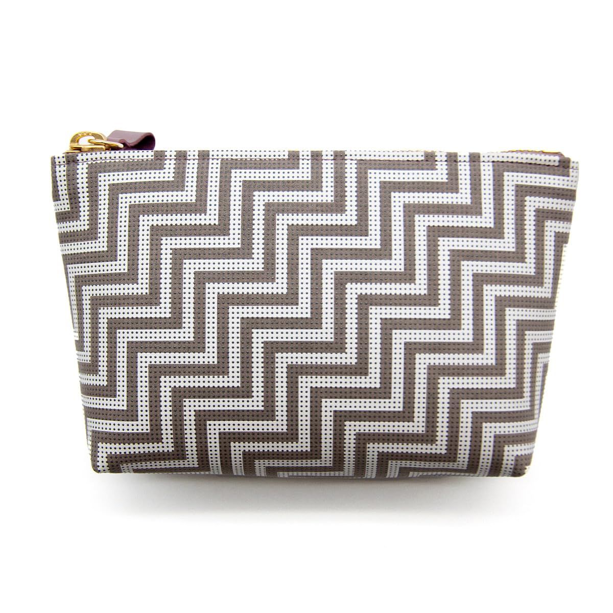 印傳屋 いんでんや 印伝 CHEVRON シェブロン ポーチ ファスナー 伝統 甲州印伝 鹿革 漆 オリジナル ブランド No.7608