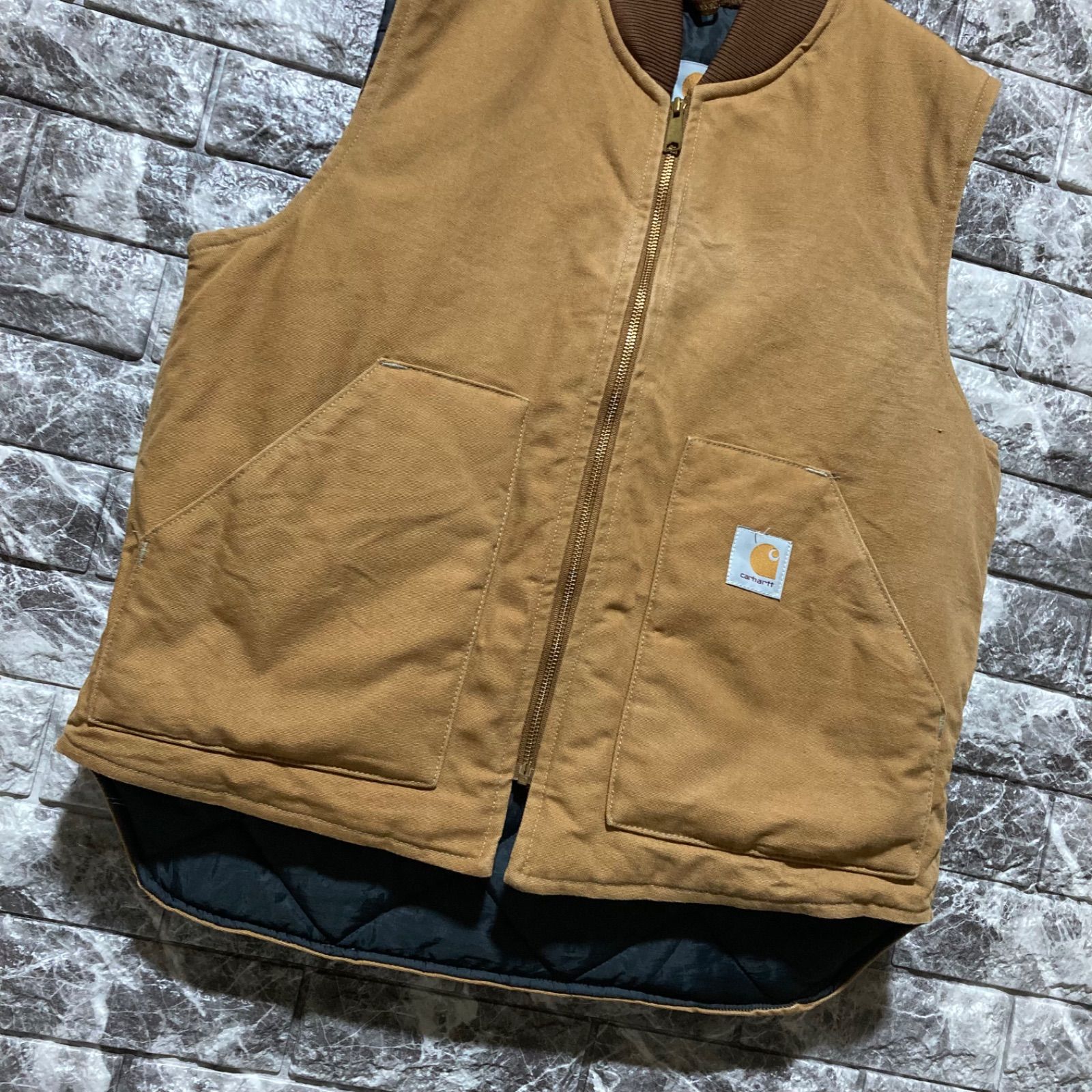 CARHARTT ダックベスト L USA製 腰ゴム カーハート DUCK VEST ブラウン