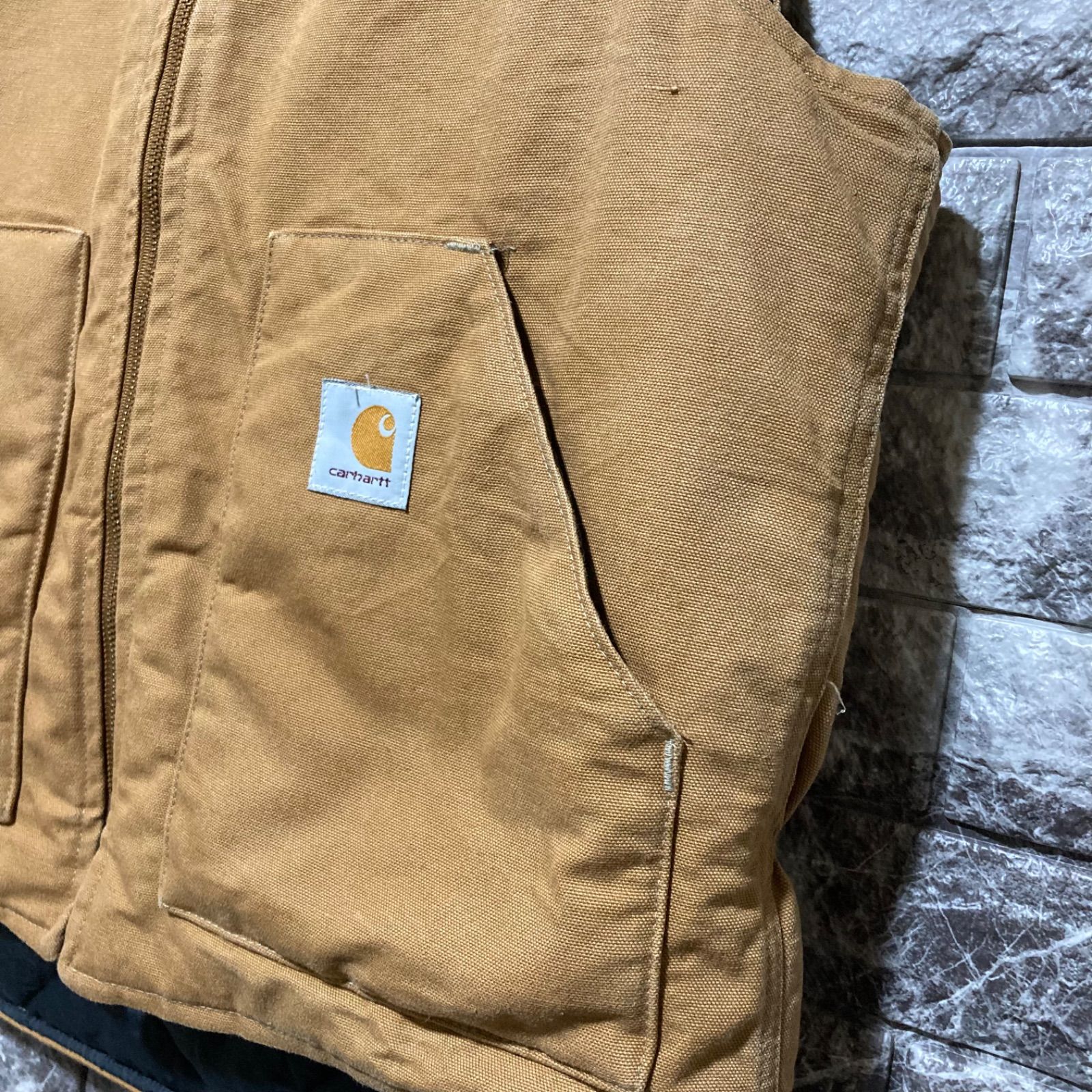 CARHARTT ダックベスト L USA製 腰ゴム カーハート DUCK VEST ブラウン
