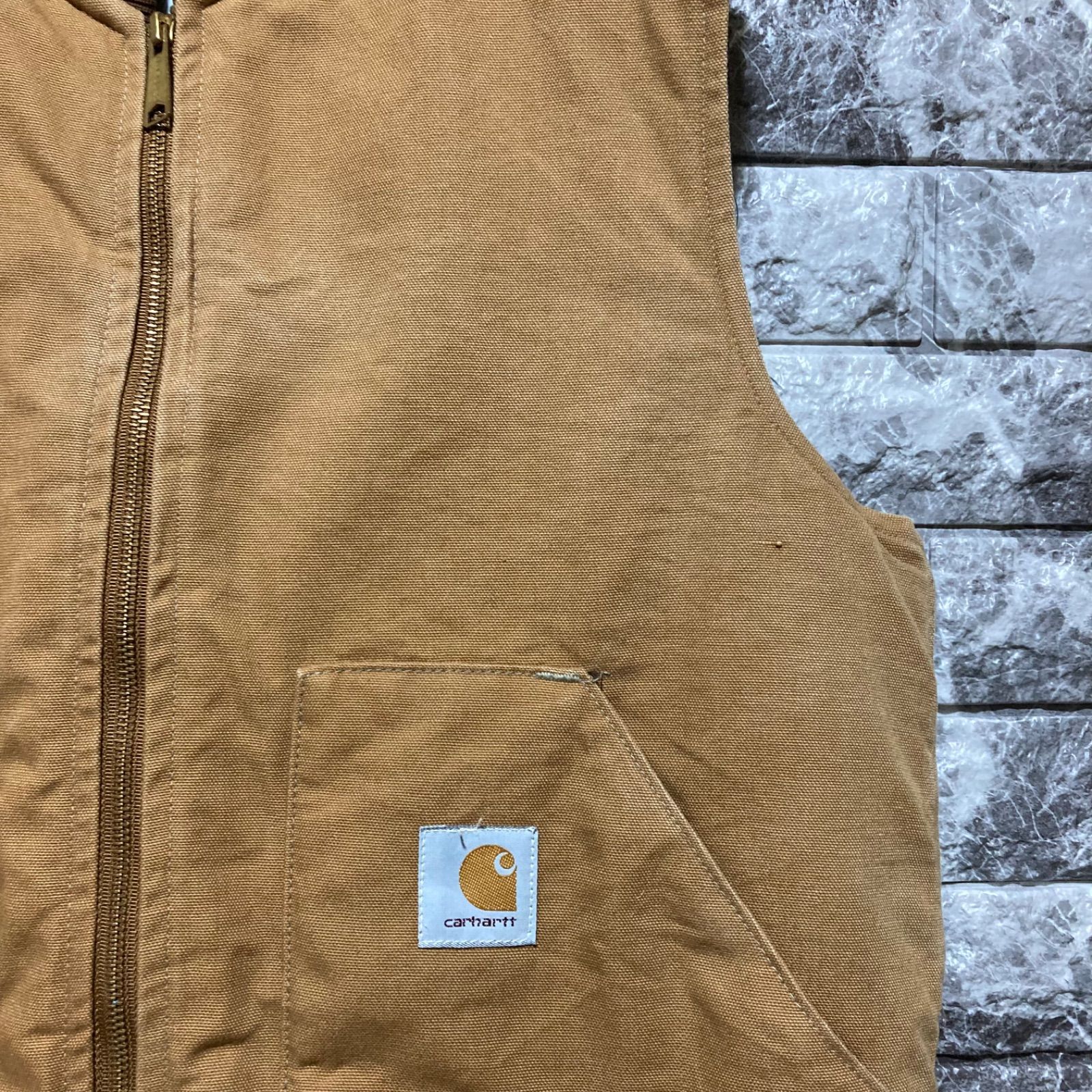 CARHARTT ダックベスト L USA製 腰ゴム カーハート DUCK VEST ブラウン