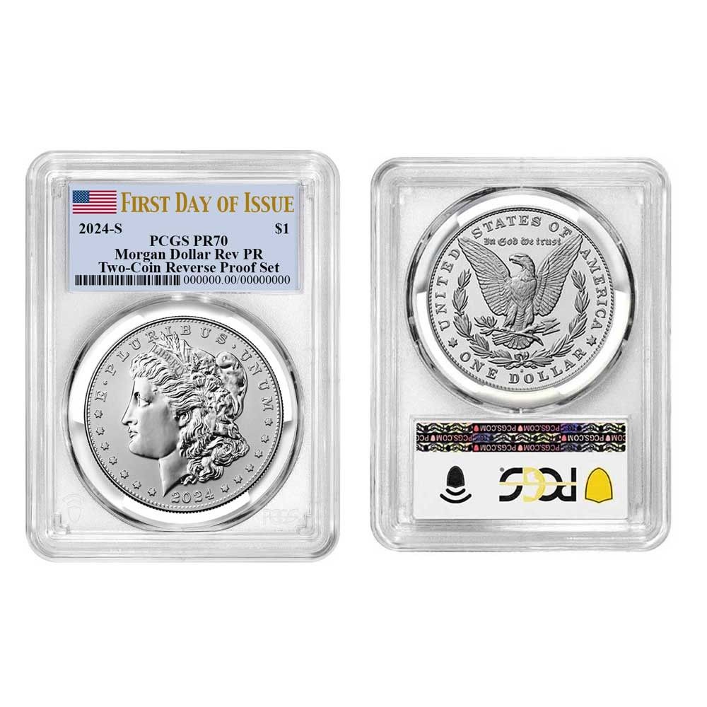 2025 S Reverse Proof 1 Morgan and Peace Silver Dollar 2 pc Set PCGS PR 70 FDOI