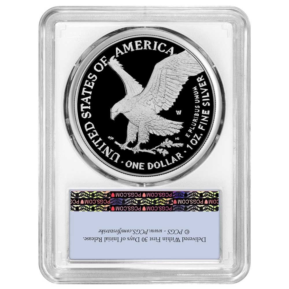 2021 W Proof 1 Type 2 American Silver Eagle PCGS FS Flag Label White