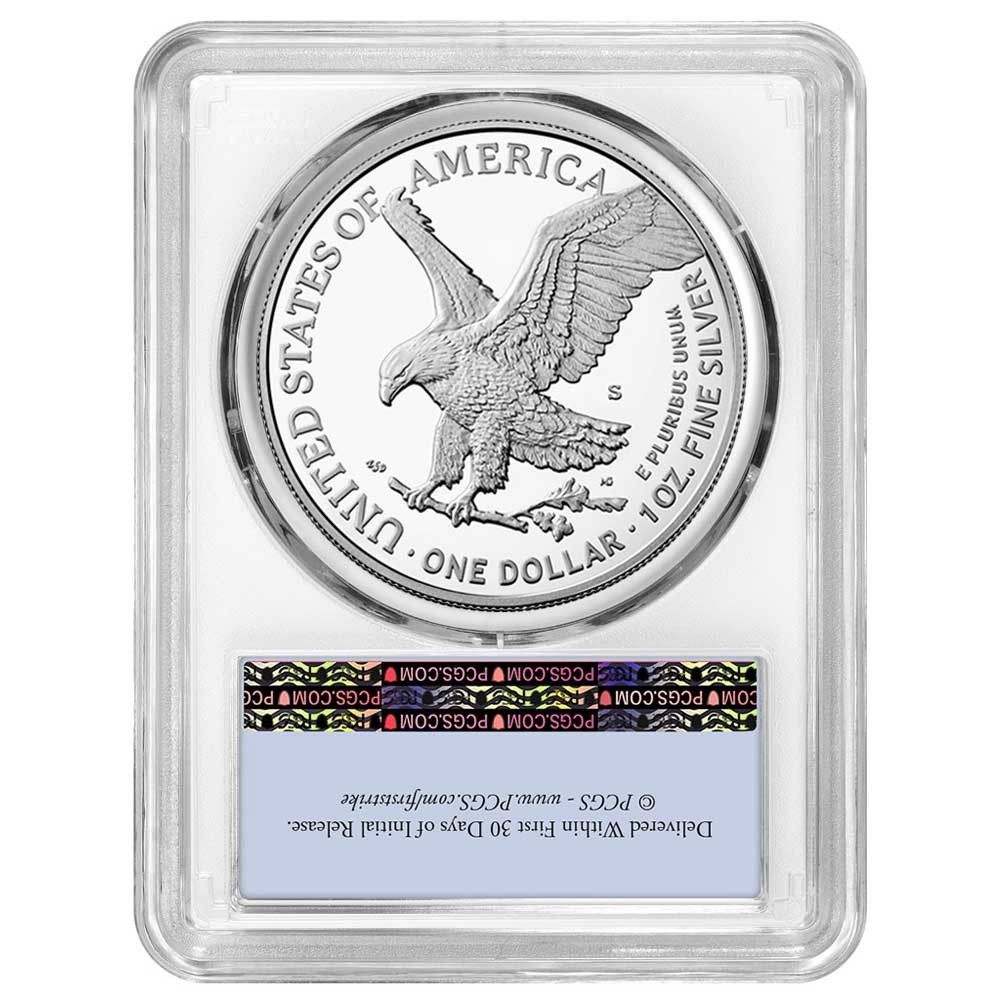 2025-S Proof 1 American Silver Eagle PCGS FS Flag Label White Frame