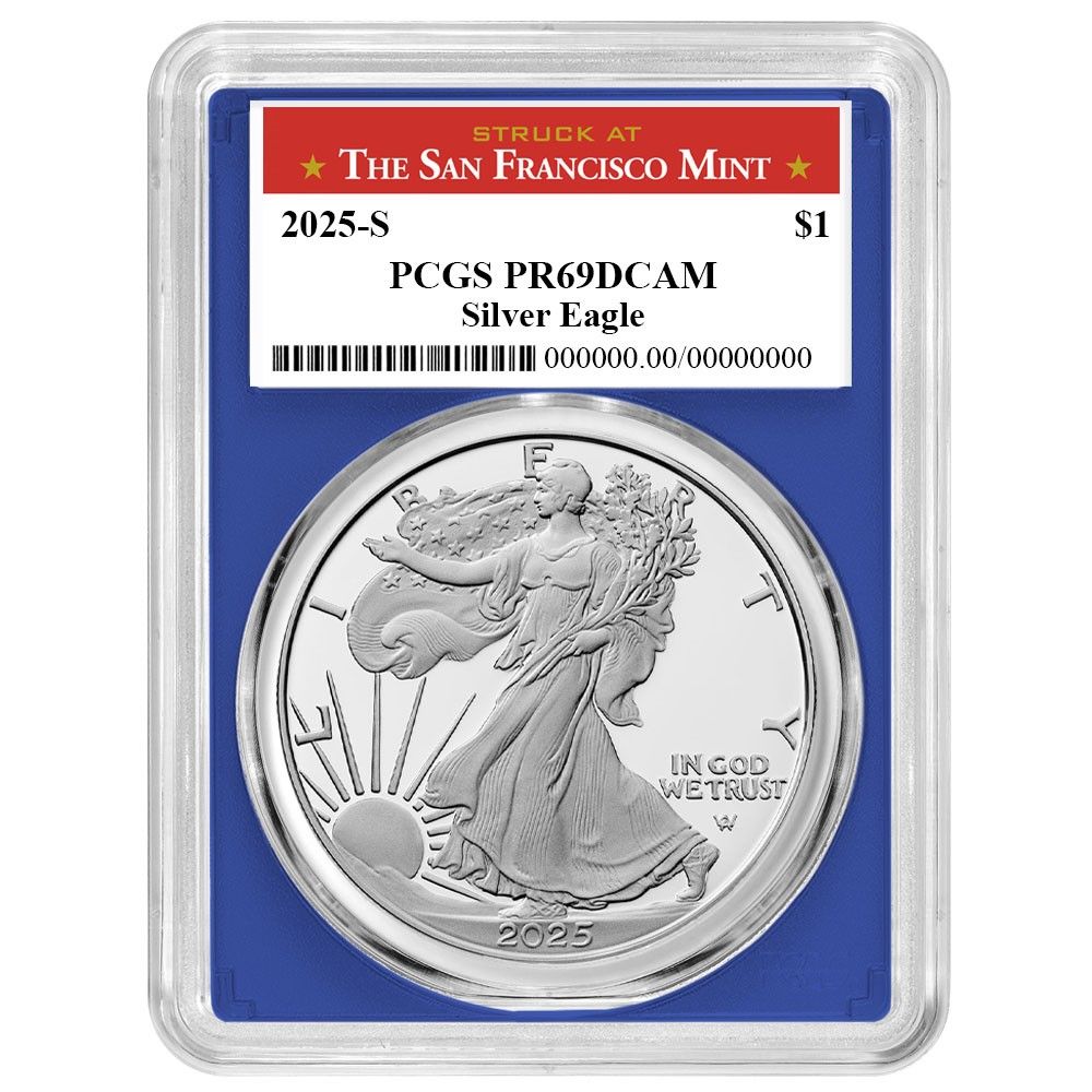 2025-S Proof 1 American Silver Eagle PCGS San Francisco Label Blue
