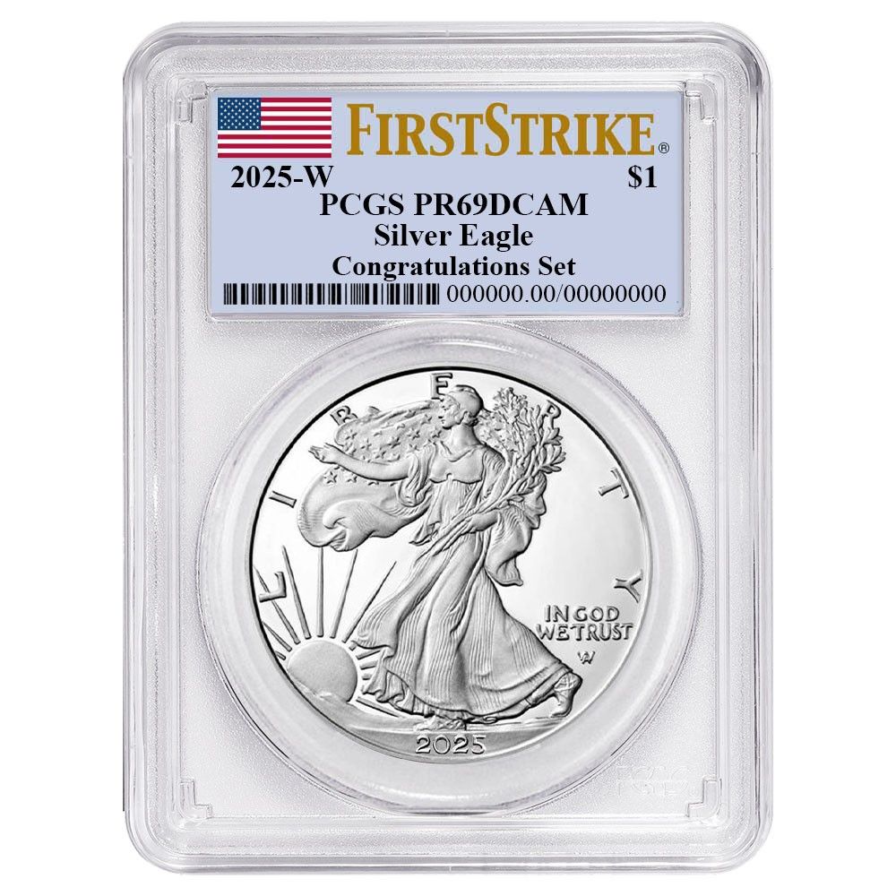 2025 W Proof 1 American Silver Eagle Congratulations Set PCGS FS Flag 骨董コレクション アート陶器