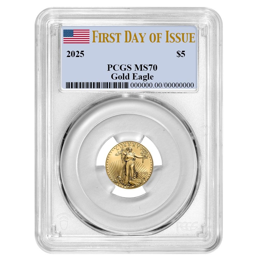 2025 5 American G Eagle 1 10 oz PCGS MS 70 FDOI Flag Label