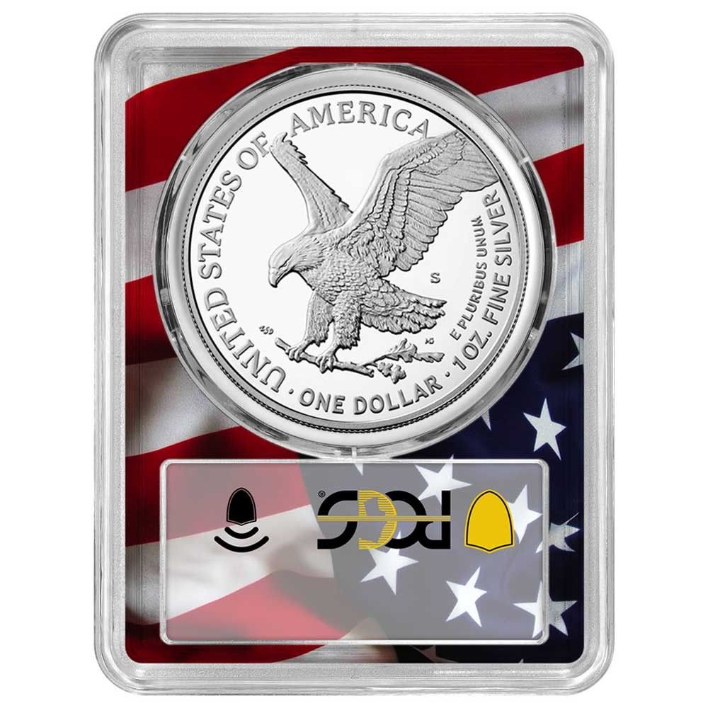 2025-S Proof 1 American Silver Eagle PCGS FS Flag Frame 置時計コレクション 旧貨幣 金貨 銀貨 記念硬貨 