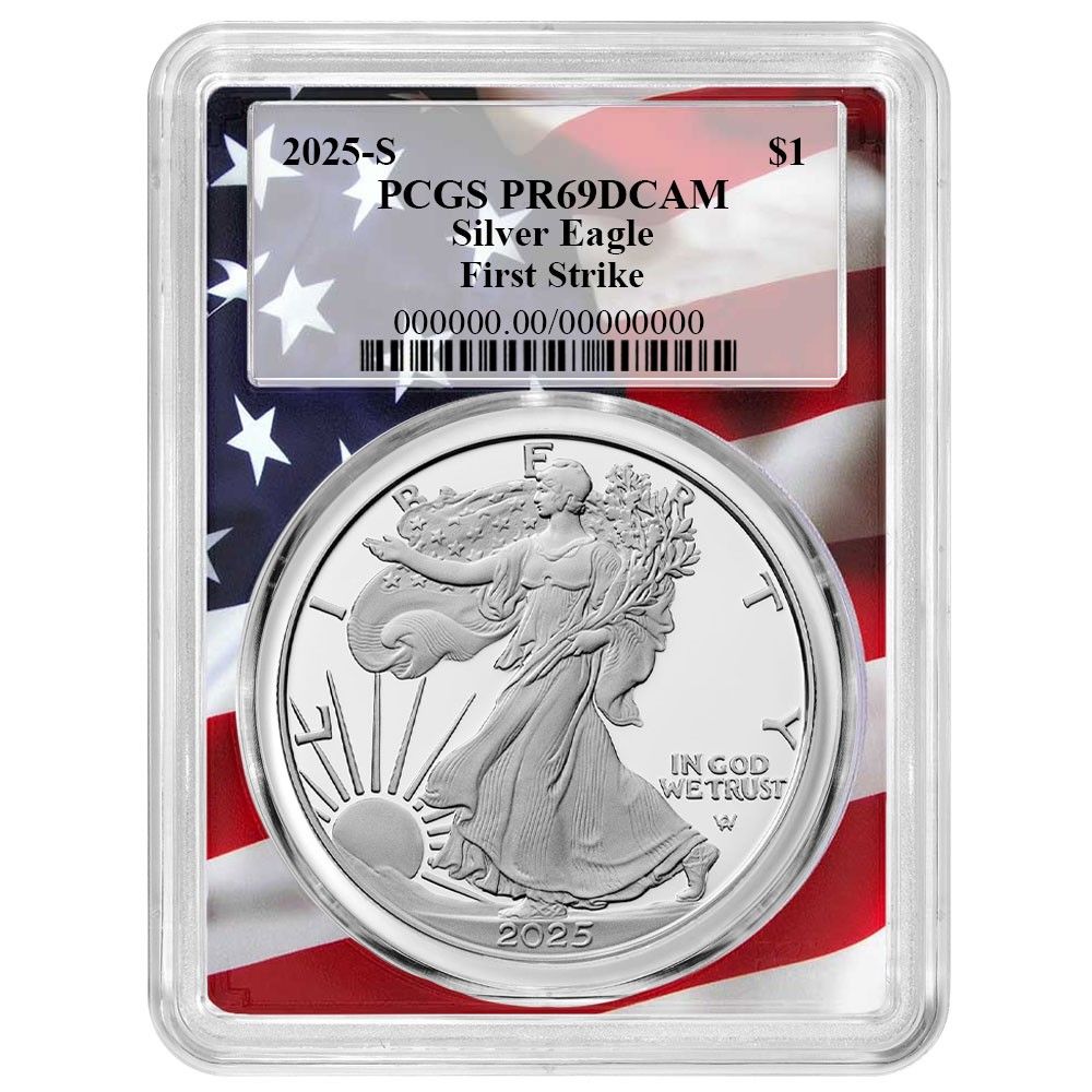 2025-S Proof 1 American Silver Eagle PCGS FS Flag Frame