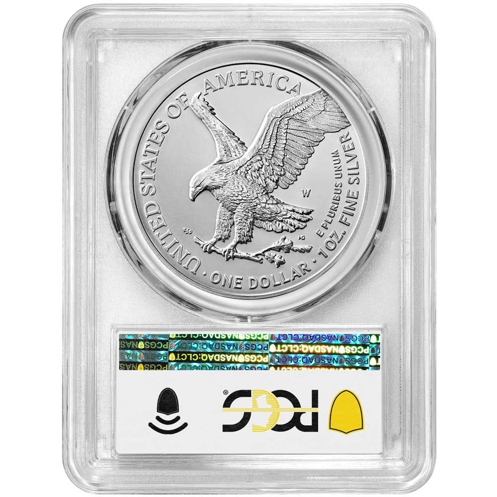2025 W Burnished 1 American Silver Eagle PCGS SP 70 AR Flag Label