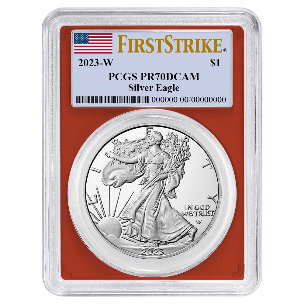2025 W Proof 1 American Silver Eagle 3 pc Set PCGS FS Flag Label Red
