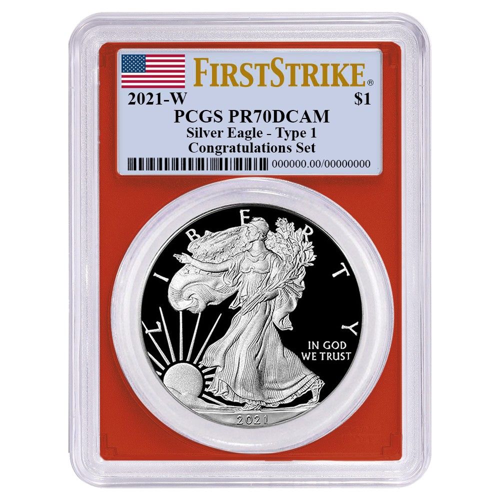 2021-W Proof 1 Type American Silver Eagle Congratulations Set PCGS