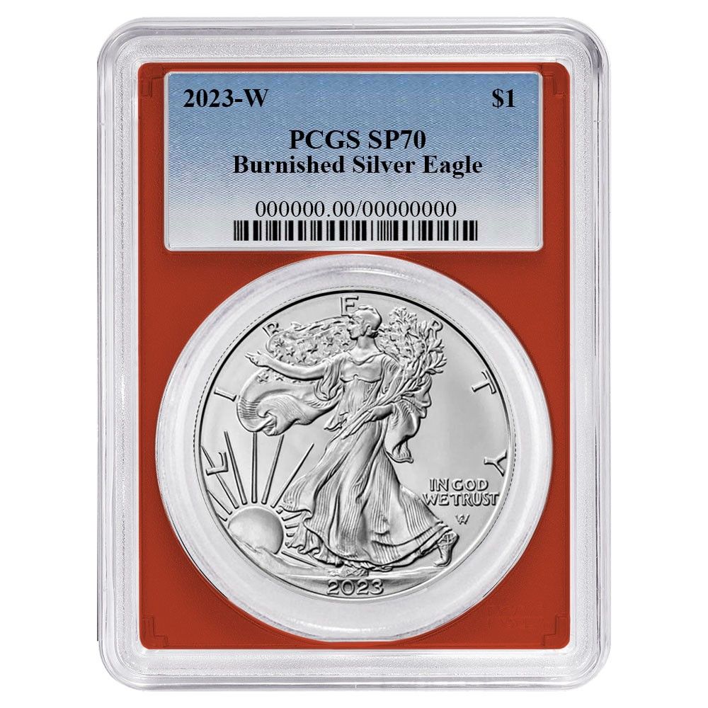 2025 W Burnished 1 American Silver Eagle 3 pc Set PCGS SP 70 Blue Label Red