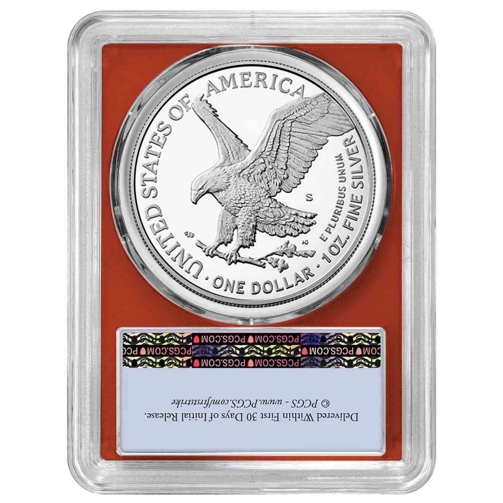 2025 S Proof 1 American Silver Eagle PCGS FS Flag Label Red Frame