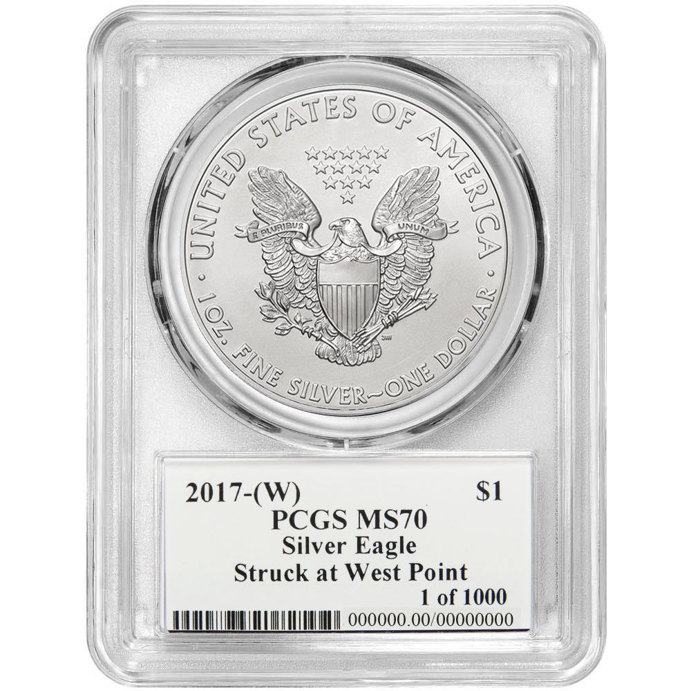 2017 W 1 American Silver Eagle PCGS MS 70 Mercanti Signed Label of the