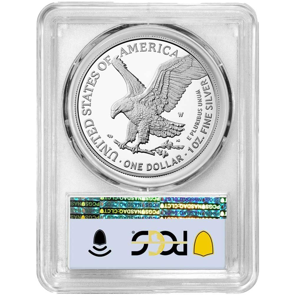 2025 W Proof 1 American Silver Eagle PCGS FDOI Flag Label