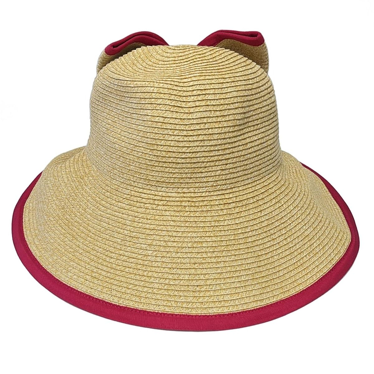 PAMEO POSE パメオポーズ ハット F ベージュ レッド ストローハット リボン