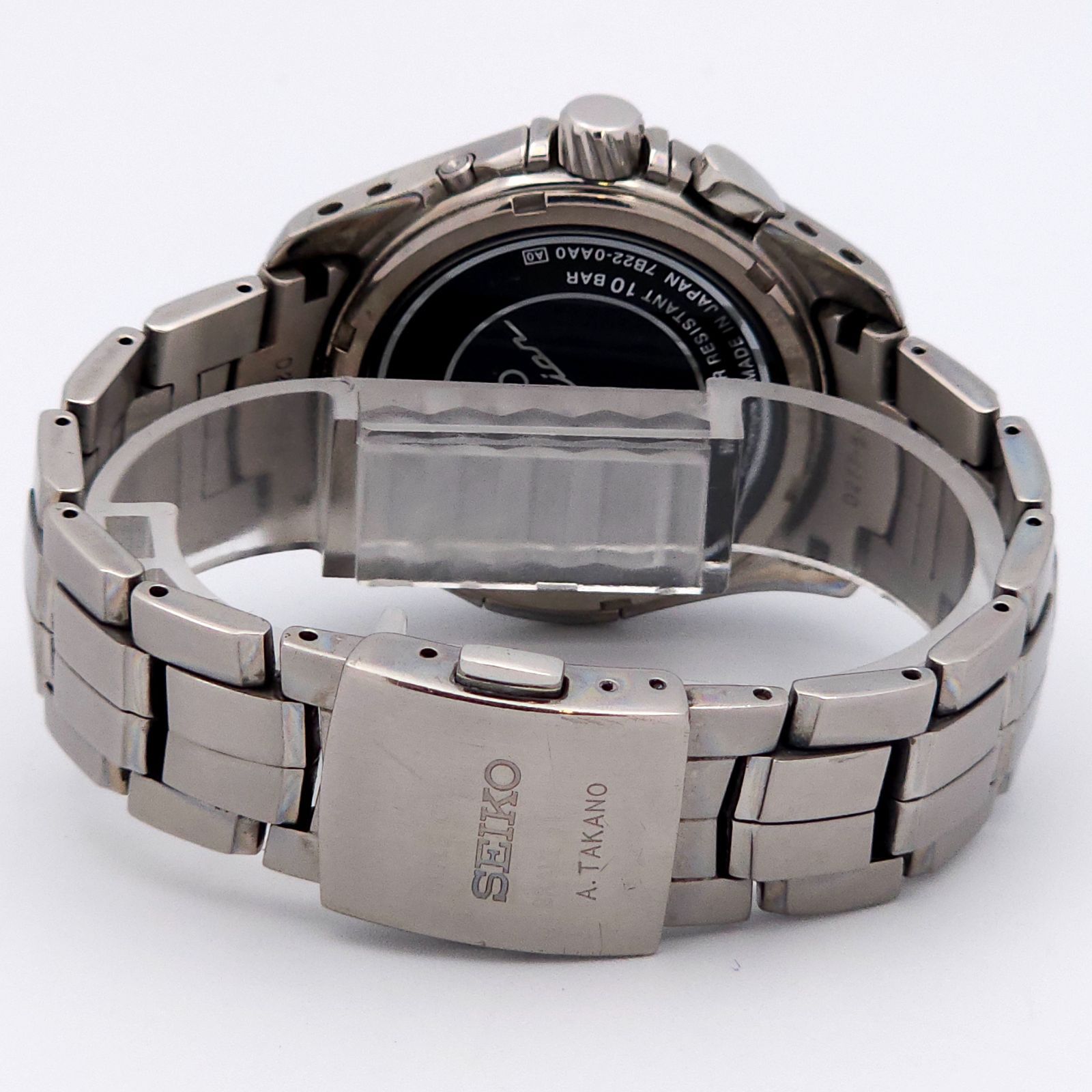  SEIKO セイコー イグニッション 7 B 22-0 AA 0 ソーラー電波 動作品 チタニウム 青 腕時計(クォーツ) 腕時計(アナログ)