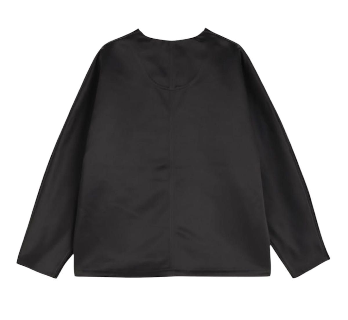 セオリーリュクス サテンバックグレーストップス ウール 切り替え Vネック