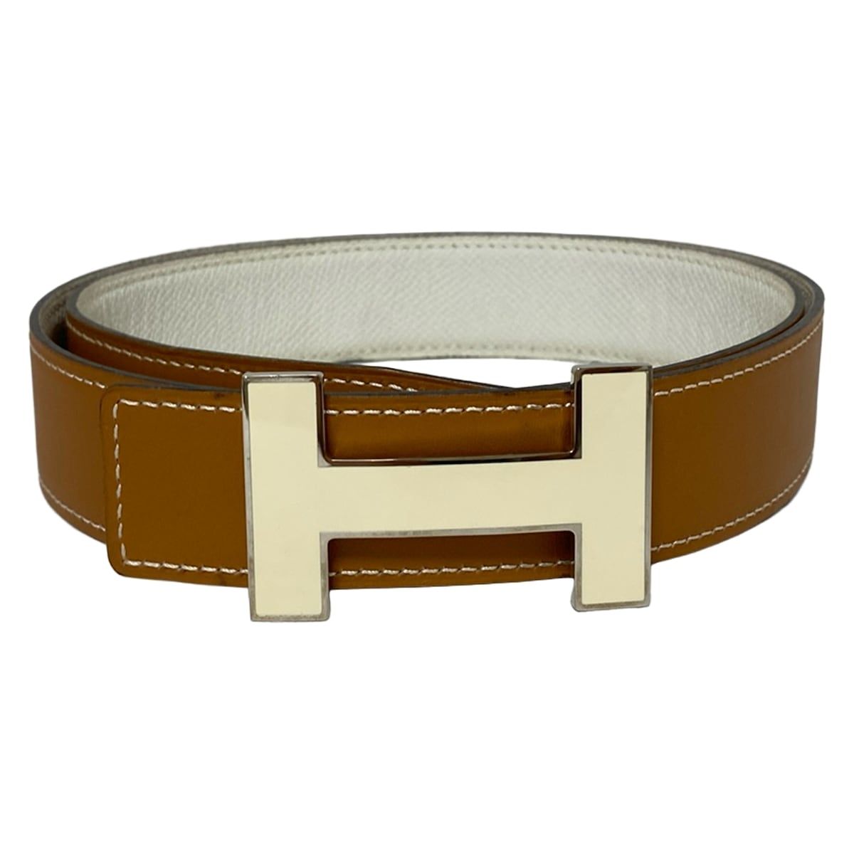 HERMES(エルメス) ベルト 85 Hベルト ナチュラル×白×マルチ - メルカリ