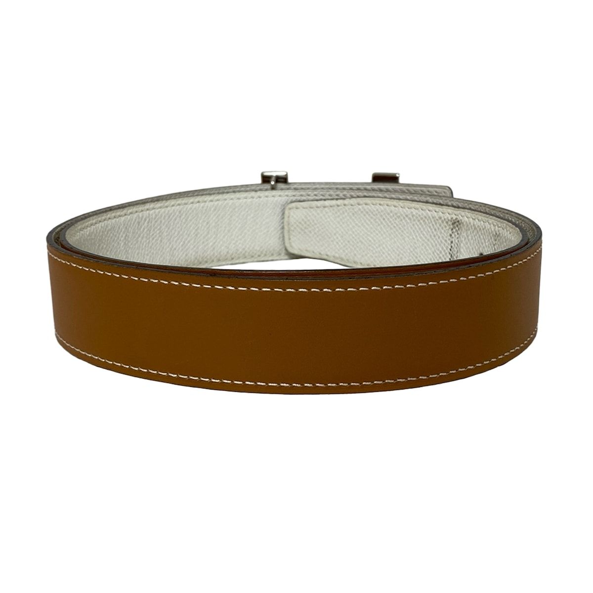 HERMES エルメス ベルト 85 Hベルト ナチュラル×白×マルチ